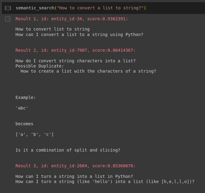 Figure 3: Example query: "How to convert a list to string?"